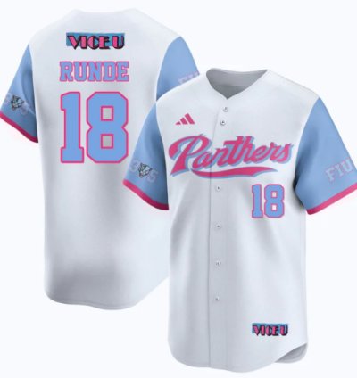 Logan Runde Jersey 18 Fiu Baseball 2025 Vice U Stitched White