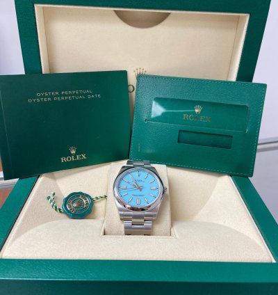 Rolex Oyster Perpetual 41 41mm Turquoise Tiffany Blue Dial 124300 New 2022