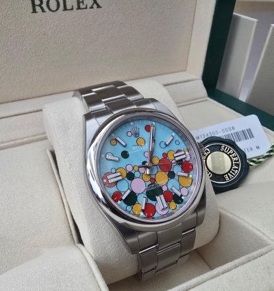 Rolex Oyster Perpetual 41 Bubbles Celebration Dial Full Set With Protection Film