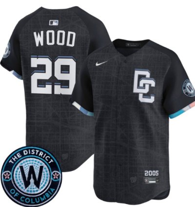 James Wood Jersey 29 Washington Nationals 2025 City Connect Premier Limited Stitched Navy