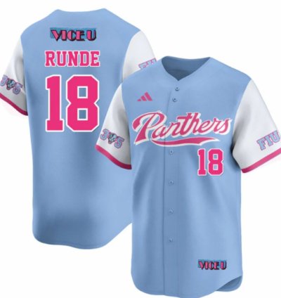 Logan Runde Jersey 18 Fiu Baseball 2025 Vice U Stitched Blue