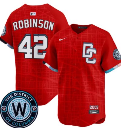 Jackie Robinson Jersey 42 Washington Nationals 2025 City Connect Premier Limited Stitched Red