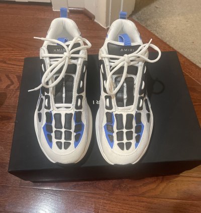 Amiri Bone Runner Sneakers White Black Royal Blue