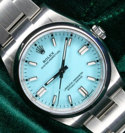 Rolex Oyster Perpetual 41 Mint Complete Set Oyster Perpetual 41 Tiffany Blue Turquoise Blue Dial Steel 124300