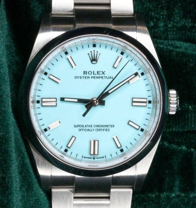 Rolex Oyster Perpetual 41 Mint Complete Set Oyster Perpetual 41 Tiffany Blue Turquoise Blue Dial Steel 124300