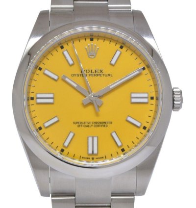 Rolex Oyster Perpetual 41 Nos Rolex Oyster Perpetual 41 Steel Yellow Dial Mens Watch Box Papers 20 124300