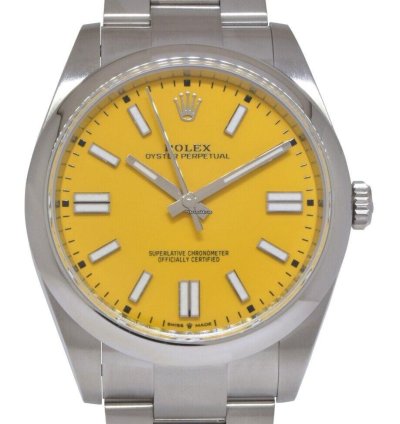Rolex Oyster Perpetual 41 Nos Rolex Oyster Perpetual 41 Steel Yellow Dial Mens Watch Box Papers 20 124300