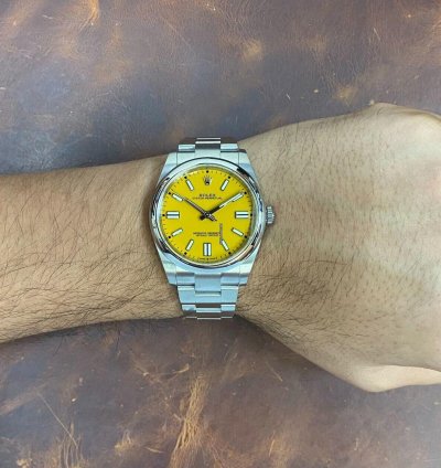 Rolex Oyster Perpetual 41 Nos Rolex Oyster Perpetual 41 Steel Yellow Dial Mens Watch Box Papers 20 124300