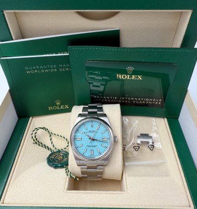 Rolex Oyster Perpetual 41 Tiffany Blue Dial - Full Set