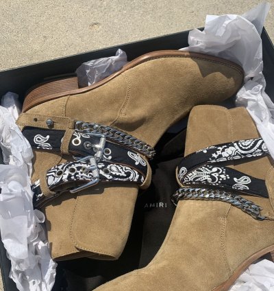 Amiri Brown Bandana Chain Boot