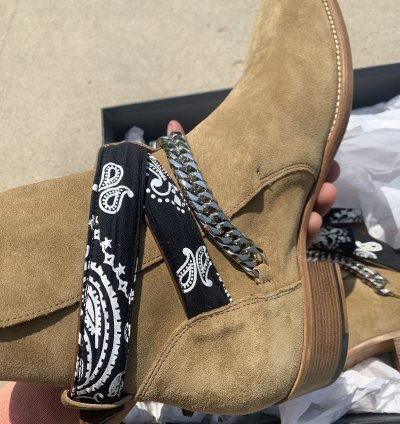 Amiri Brown Bandana Chain Boot