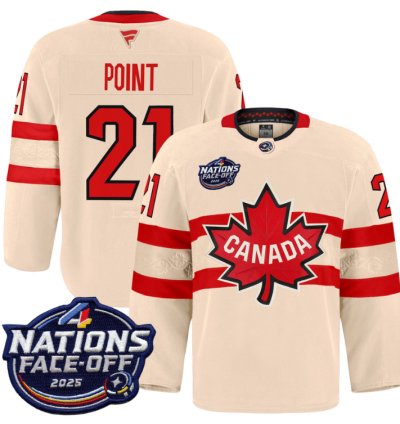 Men Brayden Point Jersey 21 Canada 4 Nations Face-off 2025 Pro Stitched Cream