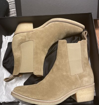 Amiri Crepe Suede Chelsea Boot Tan Point Toe Sz8us 41
