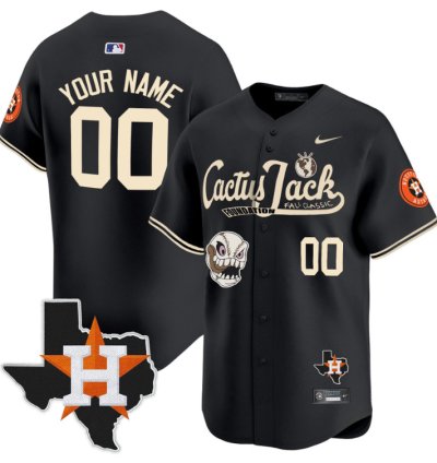Custom Houston Astros Jersey Cactus Jack Foundation Fall Classic Limited Black