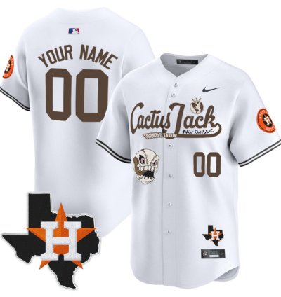 Custom Houston Astros Jersey Cactus Jack Foundation Fall Classic Limited White