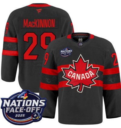 Men Nathan Mackinnon Jersey 29 Canada 4 Nations Face-off 2025 Pro Black