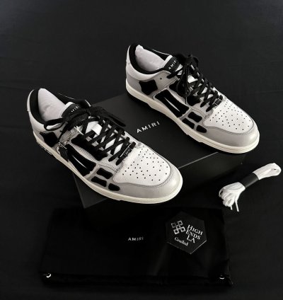 Amiri Grey Leather Skel Low Top