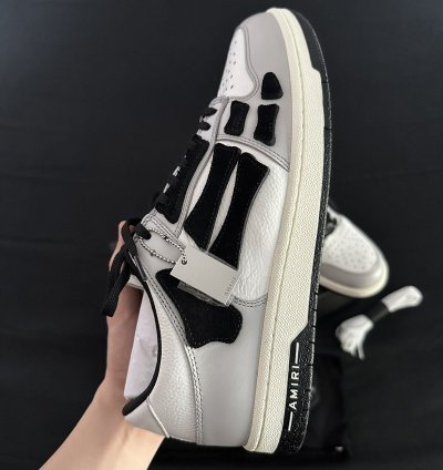 Amiri Grey Leather Skel Low Top