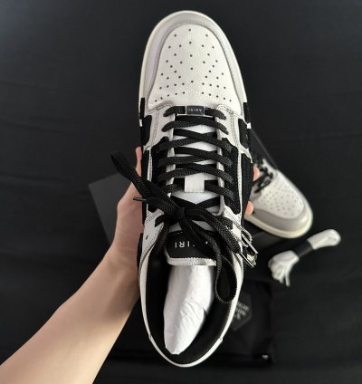 Amiri Grey Leather Skel Low Top