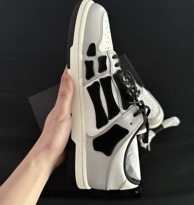 Amiri Grey Leather Skel Low Top