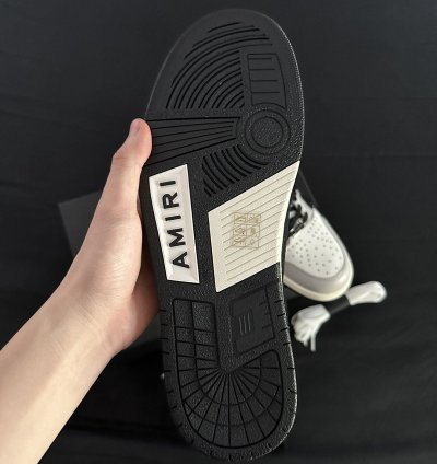 Amiri Grey Leather Skel Low Top