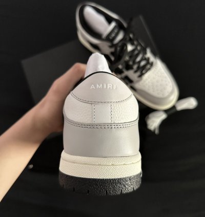 Amiri Grey Leather Skel Low Top
