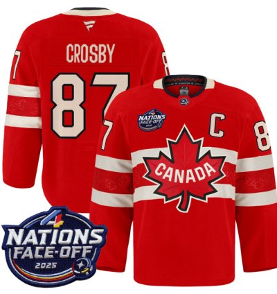 Men Sidney Crosby Jersey 87 Canada 4 Nations Face-off 2025 Pro Stitched Red