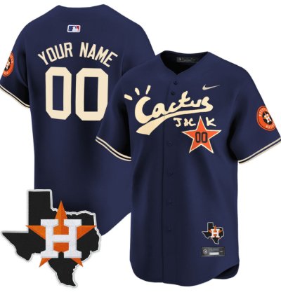 Custom Houston Astros Jersey Cactus Jack Houston Patch Customized Limited Navy