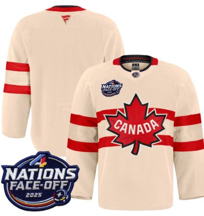 Men Team Jersey Canada 4 Nations Face-off 2025 Pro Stitched Cream