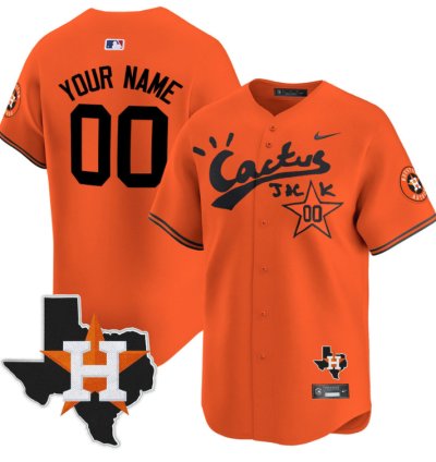 Custom Houston Astros Jersey Cactus Jack Houston Patch Customized Limited Orange
