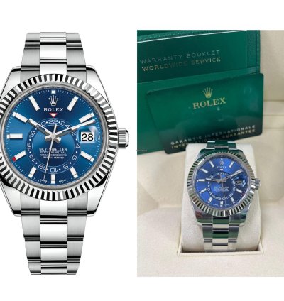 Rolex Sky-dweller 18k White Gold 42mm Blue Dial Steel Bracelet 326934
