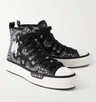 Amiri Leather-trimmed Paisley-print Canvas High-top Sneakers