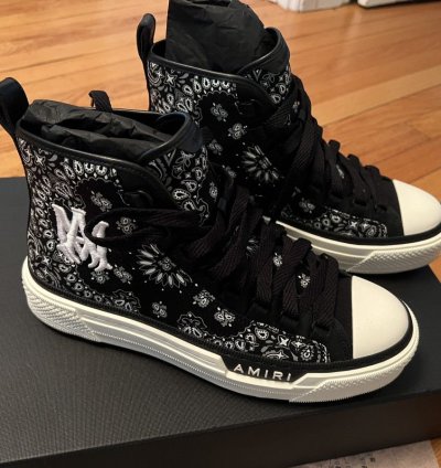 Amiri Leather-trimmed Paisley-print Canvas High-top Sneakers