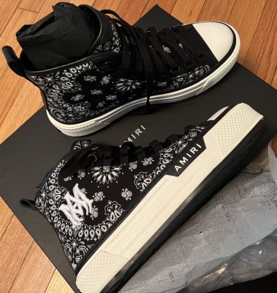 Amiri Leather-trimmed Paisley-print Canvas High-top Sneakers