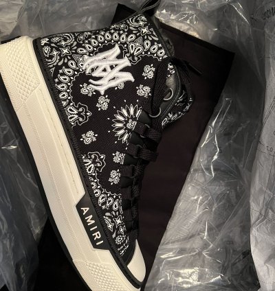 Amiri Leather-trimmed Paisley-print Canvas High-top Sneakers