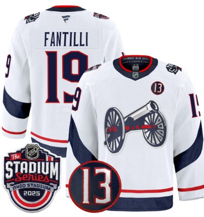 Men Adam Fantilli Jersey 19 Columbus Blue Jackets 2025 Stadium Series White