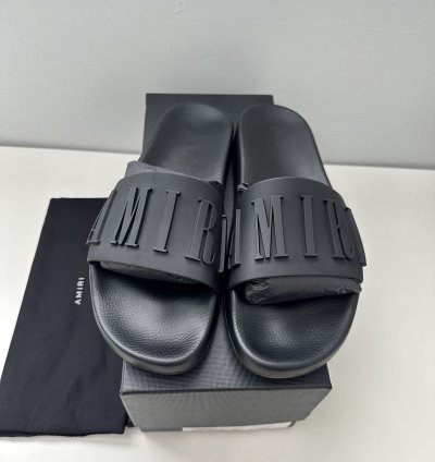 Amiri Logo Pool Slides New Black 41