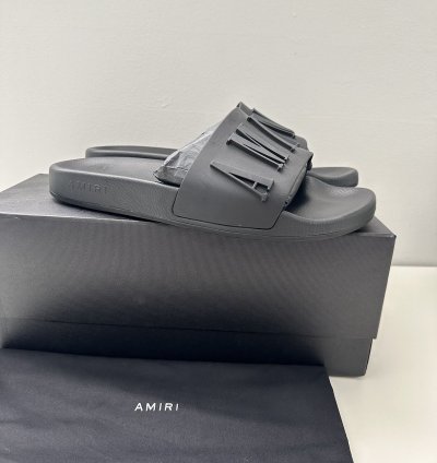 Amiri Logo Pool Slides New Black 41