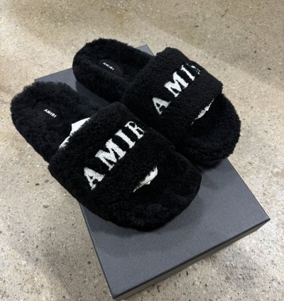 Amiri Logo Shearling Slides New 600