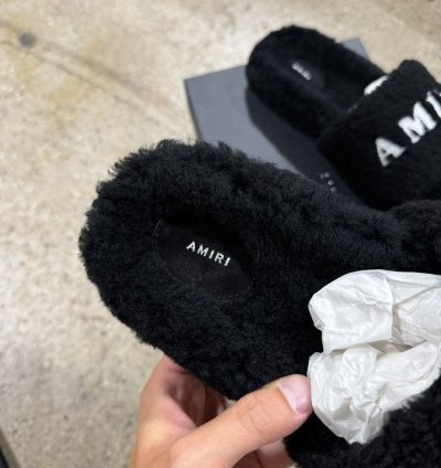 Amiri Logo Shearling Slides New 600