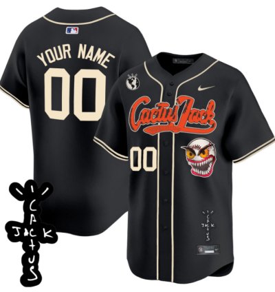 Houston Astros Cactus Jack Patch V2 Custom Men Jersey - Black