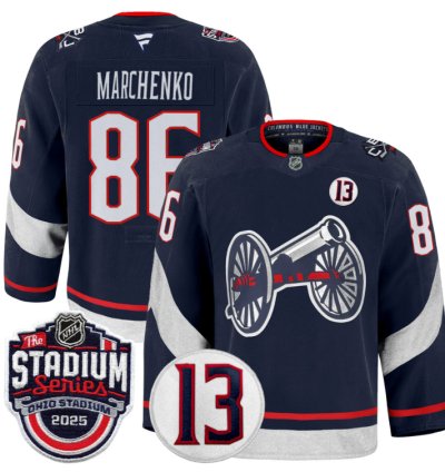 Men Kirill Marchenko Jersey 86 Columbus Blue Jackets 2025 Stadium Series Navy