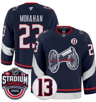 Men Sean Monahan Jersey 23 Columbus Blue Jackets 2025 Stadium Series Navy