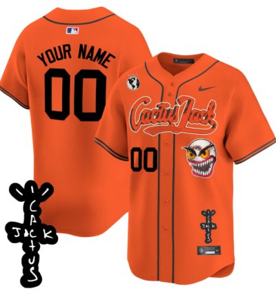 Houston Astros Cactus Jack Patch V2 Custom Men Jersey - Orange