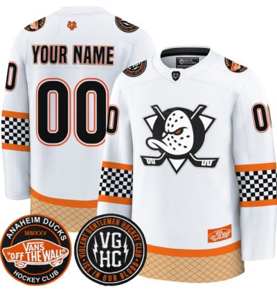 Custom Anaheim Ducks Jersey Checkerboard 2025 Premium All Stitched White