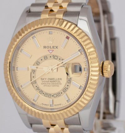 Rolex Sky-dweller 2023 New Papers Rolex Sky-dweller Champagne Two-tone Gold Jubilee 336933 Box