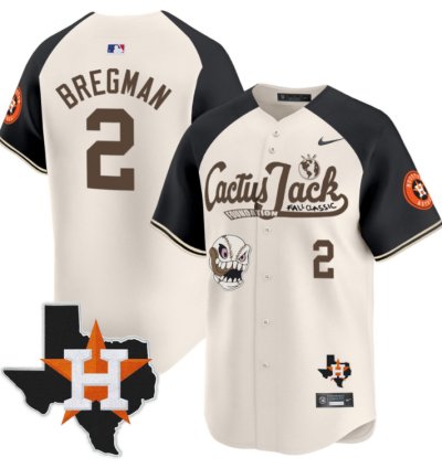 Alex Bregman 2 Houston Astros Cactus Jack Foundation Fall Classic Limited Jersey Cream Alternate