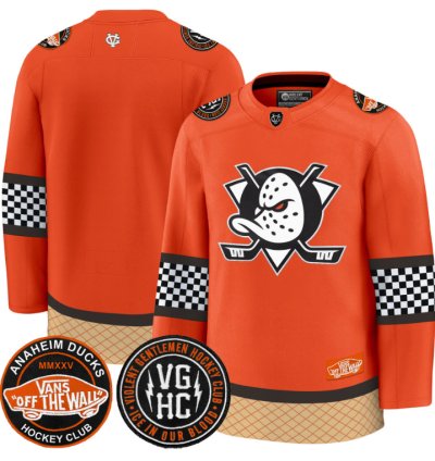 Team Jersey Anaheim Ducks Checkerboard 2025 Premium Stitched Orange