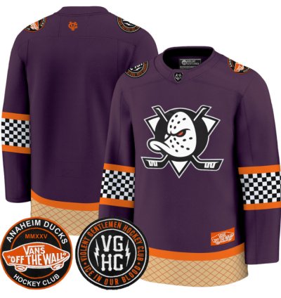 Team Jersey Anaheim Ducks Checkerboard 2025 Premium Stitched Purple