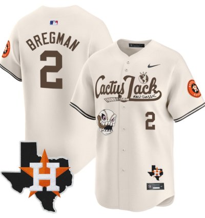 Alex Bregman 2 Houston Astros Cactus Jack Foundation Fall Classic Limited Jersey Cream